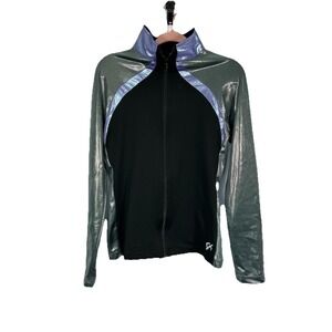 GK Elite SUMMIT Championship Warmup Jacket Metallic Silver Rhinestone Adult L